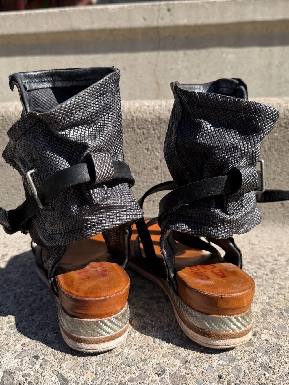 A.S. 98 Bowery Sandals Size 39 Leather Bohemian Festival Monk Booties AS98 - Picture 3 of 8